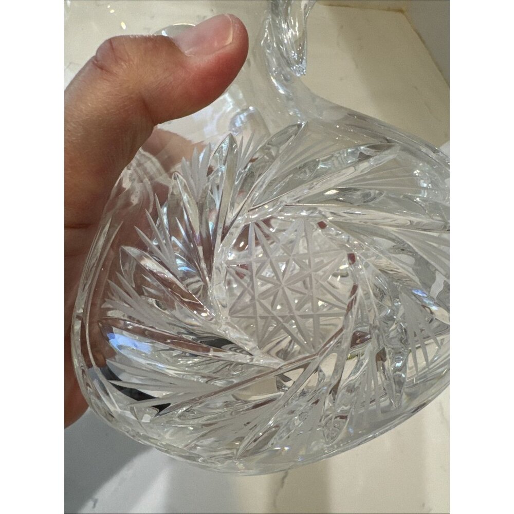 Vintage Beautiful Polish Cut Crystal Pinwheel Pattern 5" Pitcher - Picture 10 of 16